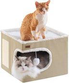 Cat Bed for Indoor Cats Cube House, Covered Cat Cave Beds & Furniture by Garnpet
