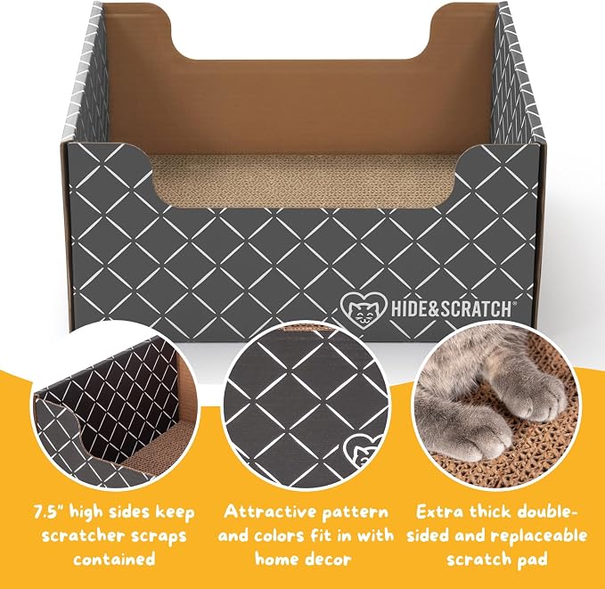 Hide & Scratch Cardboard Cat Scratcher Box & Bed - Image 3