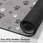 Dog Food Mat, Absorbent Water Bowl Mats Cat Pet Feeding Placemats Light Gray 24 - Image 3
