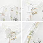 Neutral Baby Clothes Boy Girl Footed Cotton Long Sleeve Double Zipper Onesie - Image 3