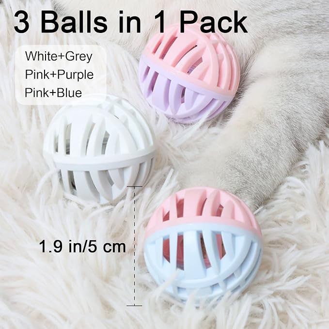 Rubber Cat Toy Balls with Inside Bell, Soft TPR Interactive Cat Ball Toys - Image 2