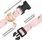 Cotton Handmade Dog Collar Cute and Distinctive Patterns Pink Flower - Image 2