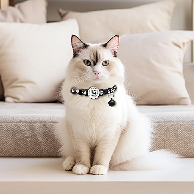 Cat Collar Breakaway with QR Code Name Tag, Reflective Kitten Collars with Bell - Image 6