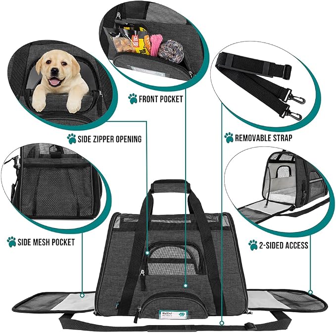 PetAmi Airline Approved Soft Sided Dog & Cat Carrier, Ventilated Pet Carrying - Image 3