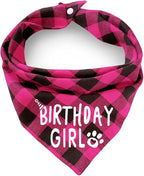 Plaid Dog Bandana with Button, Dual Layer Soft Cotton Triangle Dog Scarf by ZIRVYIR