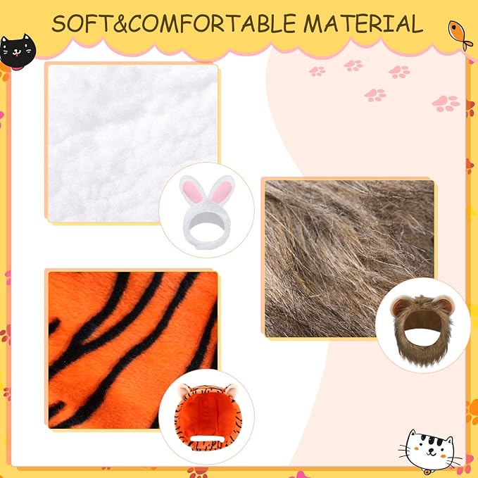 Weewooday 5 Pcs Cat Adorable Costume Bunny Hat - Image 2