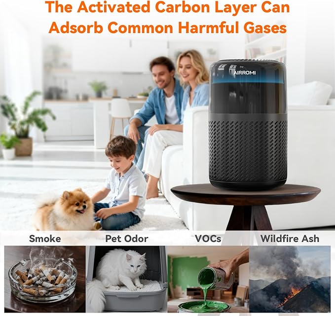 AIRROMI HEPA Air Purifier for Bedroom&Home, Pet Air Purifier for Home Pets - Image 5