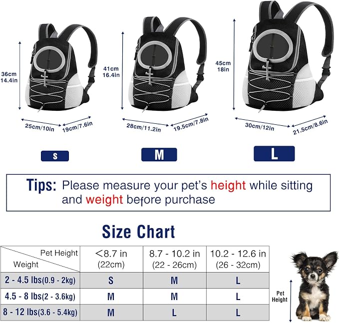 Pawaboo Pet Dog Carrier Backpack, Puppy Dog Travel Front Carrier - Image 2
