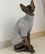 Sphynx Hairless Cats Shirt Cotton Cat Turtleneck Sweater Pullover Kitten - Image 2