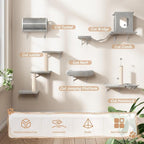 NUNU LAB 14-in-1 Cat Wall Shelves Set, Wall-Mounted Cat Climber - Image 6