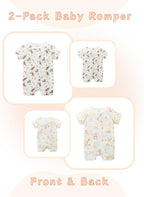 Unisex Summer Trendy 2-Pack Rompers Short Sleeve Zipped Bodysuit Infant Cotton - Image 2
