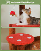 Mushroom Cat Tree Tower with Removable Scratcher, Large Hammock, 3 Sisal Posts - Image 5