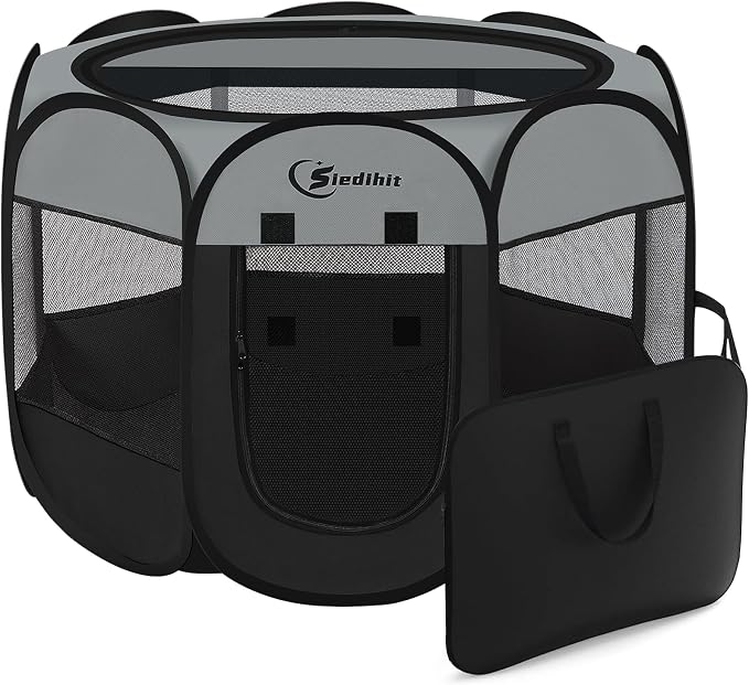 Dark Grey Dog Cat Playpen, Puppy Pet Playpen, Small Dogs Tent Crates Cage by Siedihit