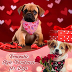 Abbylike 50 Pcs Valentines Day Dog Bandanas Bulk Red and Pink Bandanas - Image 2