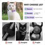 Airtag Cat Collar with Bells and Bowtie -Safety Elastic Band Kitten Collar - Image 6