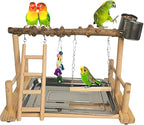Hamiledyi Parrot Playground Bird Playstand Wood Exercise Play Perch Exercise Gym by Hamiledyi