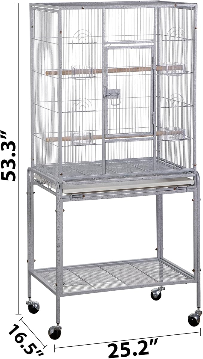 ZENY 53-Inch Bird Flight Cage, Wrought Iron Standing Large - Image 7