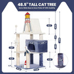 HYABi 48.5-Inch Novelty Lighthouse Seagull Wheel Buoy Cat Tree Tower Condo Bed - Image 3