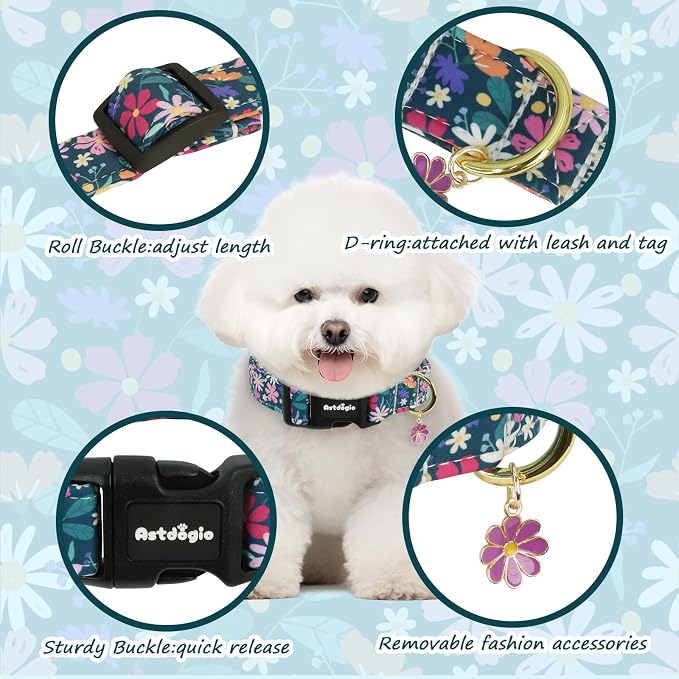 Dog Collar for Large Dogs, Spring Dark Green Dog Collars - Image 2