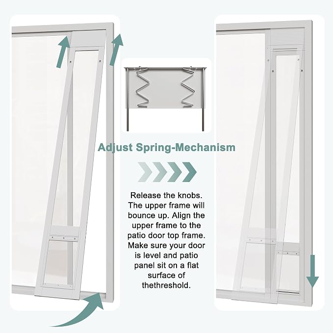 Doggie Door for Sliding Glass Doors, Adjustable Height 76 1/8"-80 7/8" Aluminum - Image 6