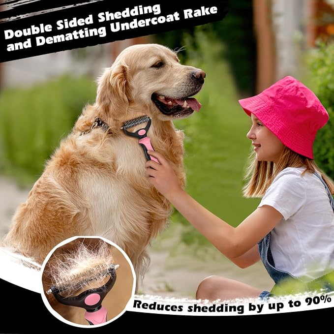 3PCS Self Cleaning Slicker Brush & Pet Grooming Rake & Flea Comb - Image 3