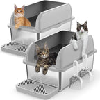 2 Pack 8" Deep Stainless Steel Litter Box by Suzzipaws