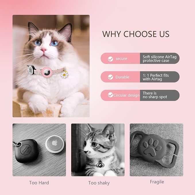 3-Pack, Double Protection Cat Collar: QR Code ID & Airtag Holder! Breakaway - Image 6