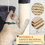 70 Inch Light Gray Cat Tree, Tall Cat Tower - Image 5