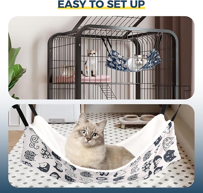 Cat Hammock for Cage Hanging Reversible 2Pack, Pet Hammock Bed Adjustable - Image 7