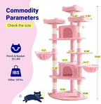 Allewie 73in Fan-Shaped Space-Saving Corner Cat Tower/Multi-Level Tall Cat Tree - Image 7