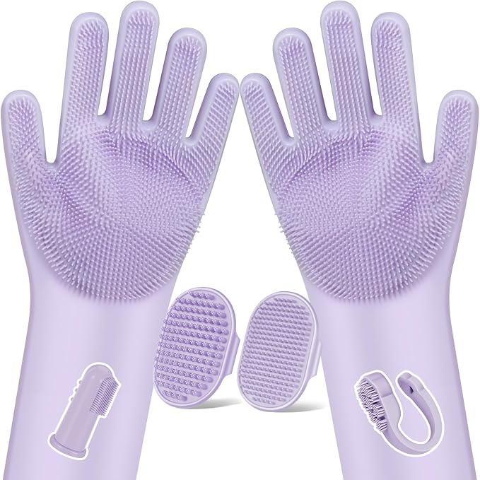 6PCS Pet Grooming Kit for Dogs, Cats and Horses | Dog Washing Gloves | Dog Bath by Augwind