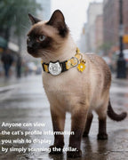 Breakaway Cat Collar with QR Code ID Tag, Adjustable Cotton Kitten Collar with - Image 2