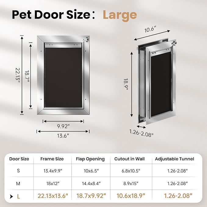 All Aluminum Dog Door, Rust Proof Heavy Duty Large Dog Door - Image 6