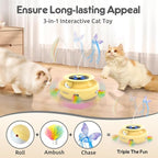 ORSDA Cat Toy, 3-in-1 Automatic Interactive Electronic Moving Ambush Feather - Image 2