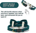 Soft Corduroy Cat Collar with Bell and Bowtie, Safety Breakaway Clasp, - Image 8