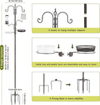 ERYTLLY Bird Feeding Station Kit Bird Feeder Pole Wild Bird Feeder Hanging Kit - Image 3