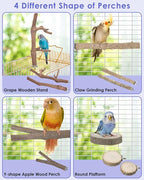 Bissap Bird Perch Stand 7PCS, Natural Grape Wood Pole Standing Parrot Cage - Image 4