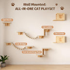 Cat Wall Shelves, Wood 8-in-1 Cat Wall Furniture Set, Large Cat Shelves - Image 3