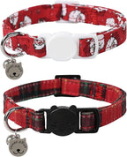 Lionet Paws 2pcs Pack Cotton Cat Collar, Breakaway Buckle Christmas Cat Colar by lionetpaws