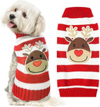 Dog Christmas Sweater Cute Striped Reindeer Xmas Pet Clothes Holiday Puppy Cat by DOGGYZSTYLE