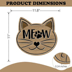 Cute Cat Meow Front Door Sign, Pet Farmhouse Wood Door Hanger Outdoor Outside - Image 2