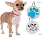Paw Shape Dog ID Tag Stainless Steel Custom Laser Engraved, Cute Bling Glitter - Image 2