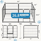 NEWBULIG Dog Playpen 8 Panels 24" Height Foldable Heavy Duty Metal Dog Exercise - Image 3