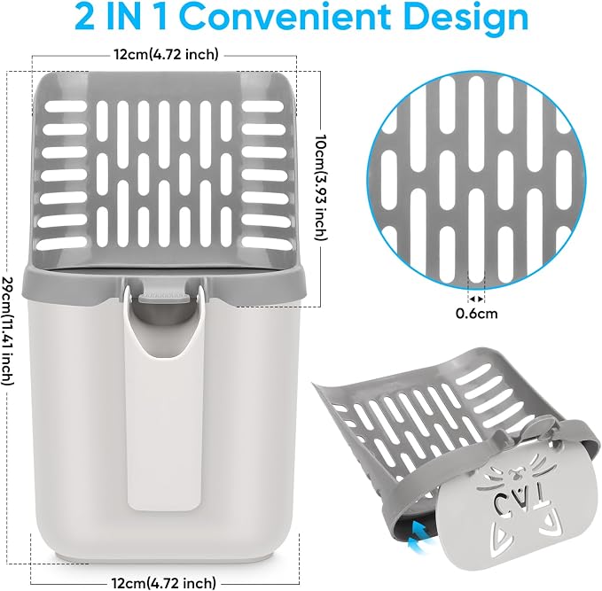 MYPIN Cat Litter Scooper with Holder, Upgraded Cat Litter Shovel with Bags - Image 2