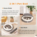 Covered Cat Bed Cave for Small Cats Dogs Washable Hooded Self Warming Cat Bed - Image 5