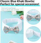 Segarty Dog Bow Tie for Neck Girth 12.6-15.7in, Adjustable Dogs Blue Khaki - Image 3