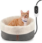 Heated Cat Bed with Auto Shut Off Timer, 17.7" x 13.7" Adjustable Temperature by petace