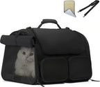 FUKUMARU Cat Carrier, 4 Mesh Windows Small Dog Carrier, 4 Storage Pockets Cat by FUKUMARU