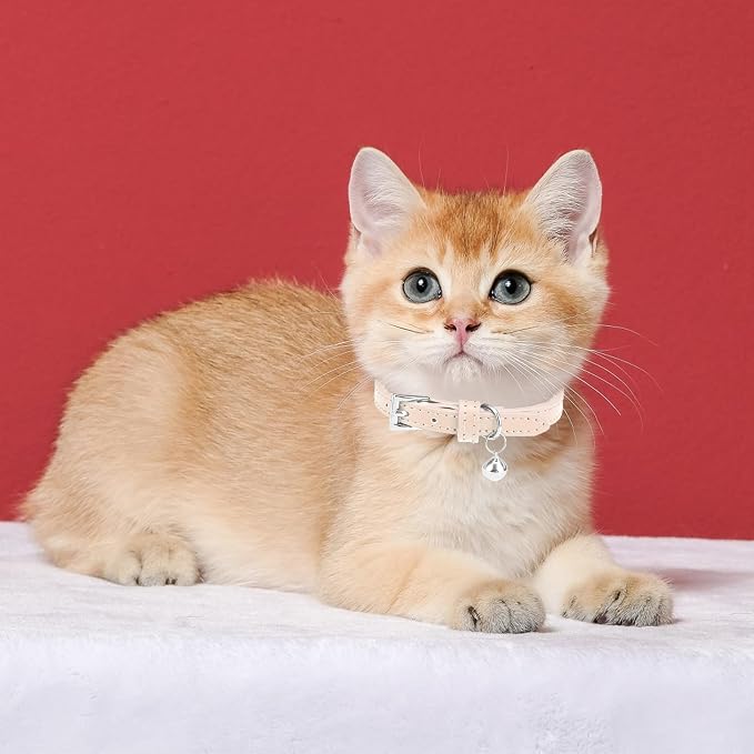 PUPTECK 2 PCS Soft Genuine Leather Cat Kitten Collar - Image 7