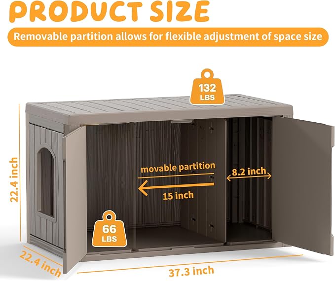 Cat Litter Box Enclosure, Indoor Outdoor Cat House - Image 4